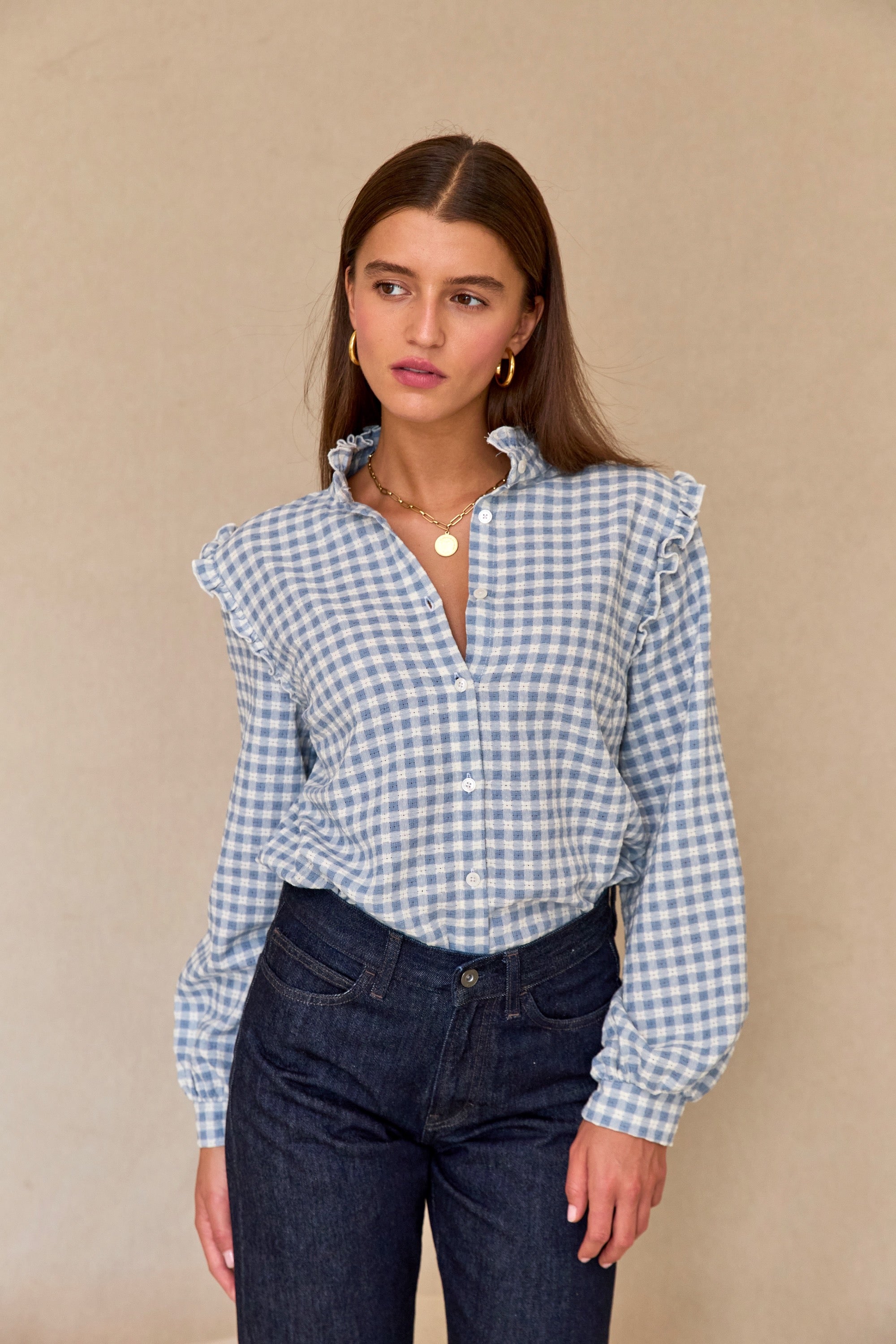 Maria blue gingham shirt