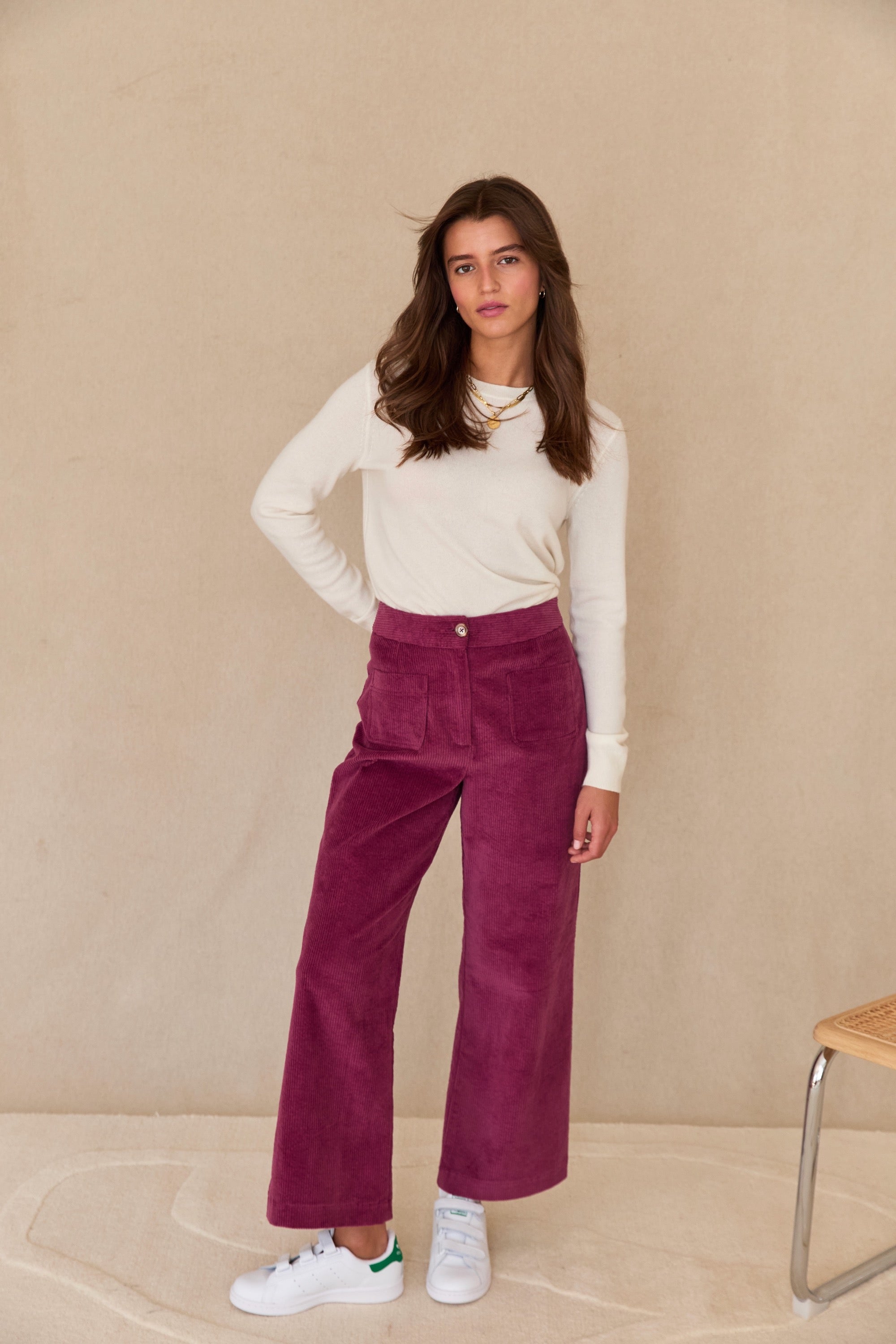Paimpol plum corduroy trousers