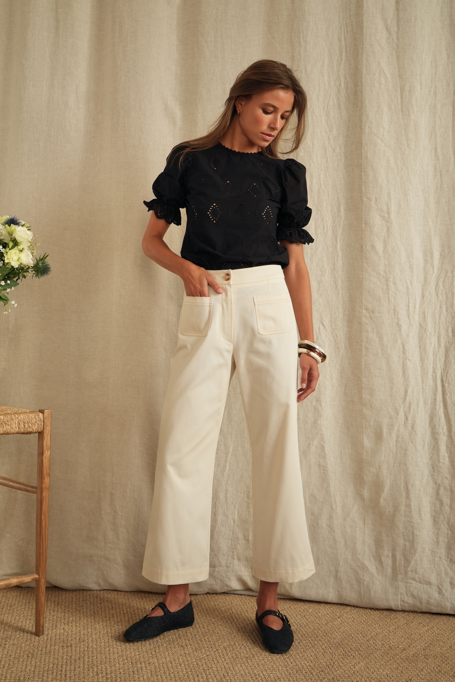 Pantalon Paimpol gabardine écrue