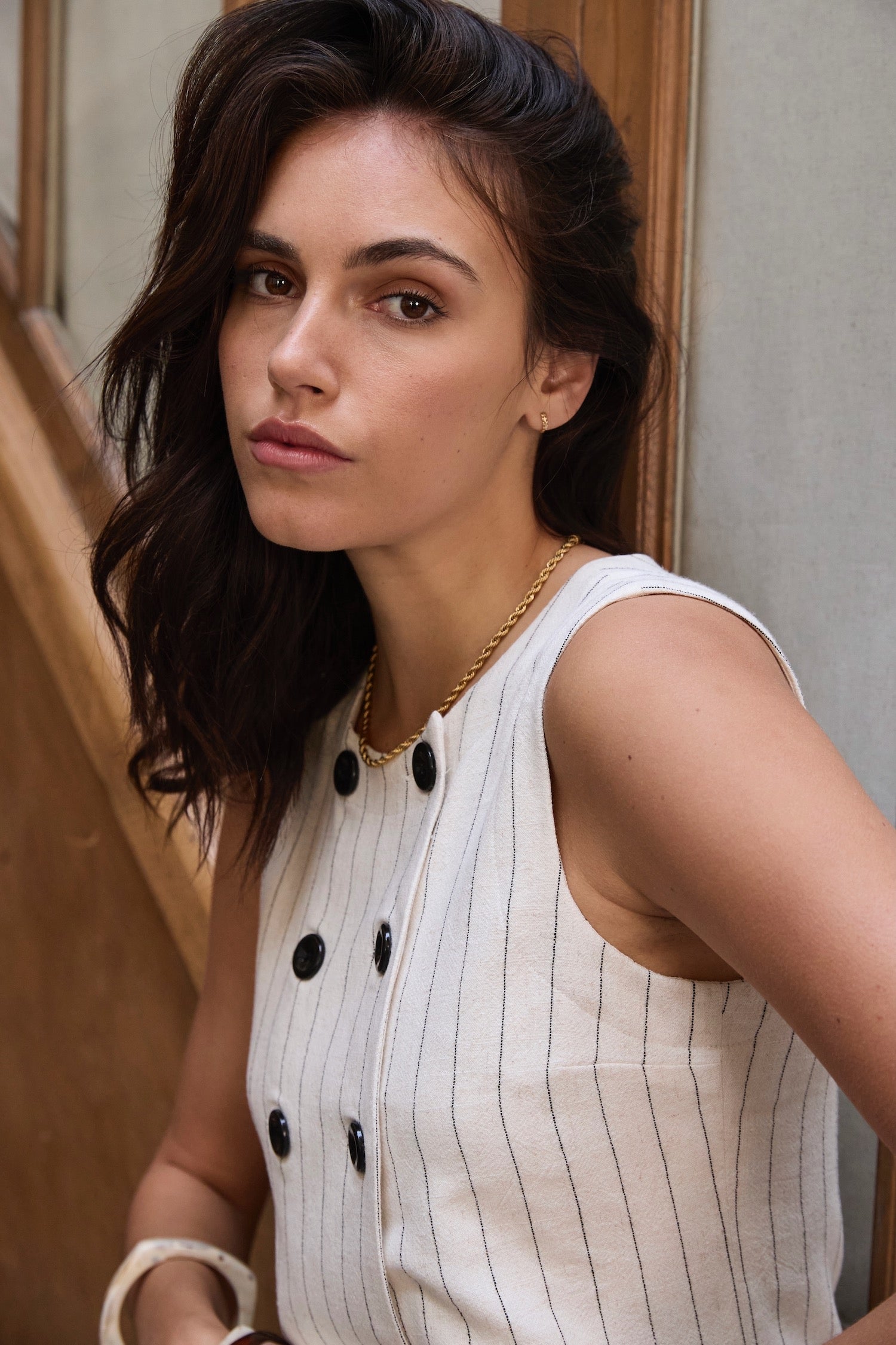 Solene striped linen top