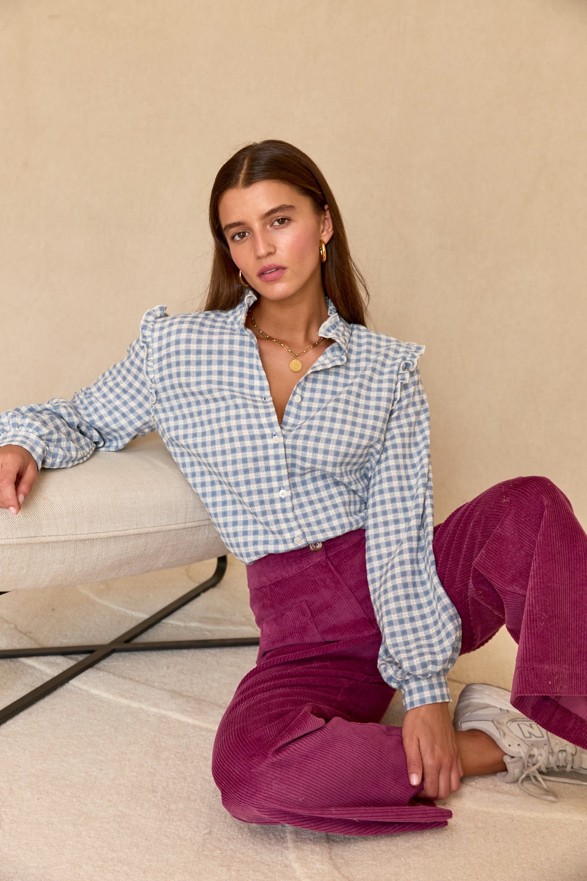 Maria blue gingham shirt