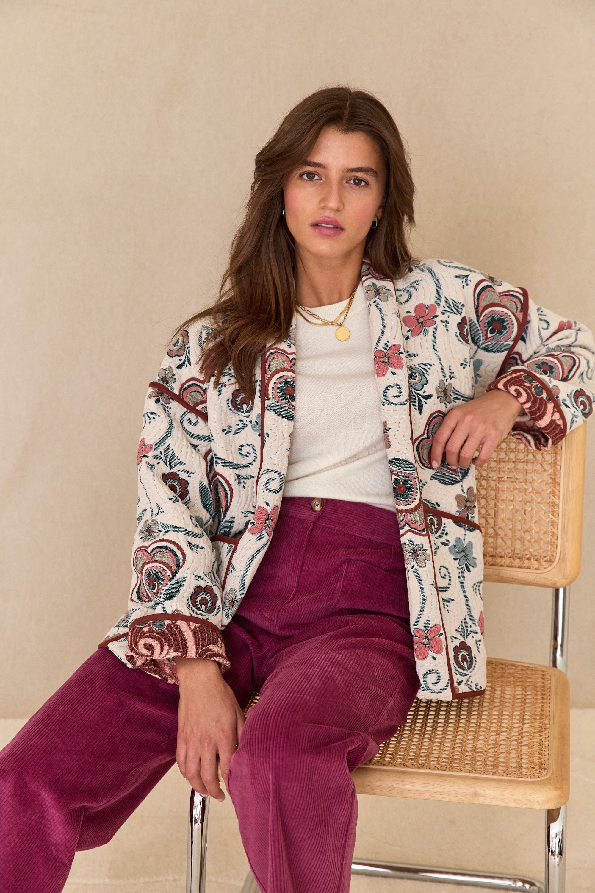 Paimpol plum corduroy trousers