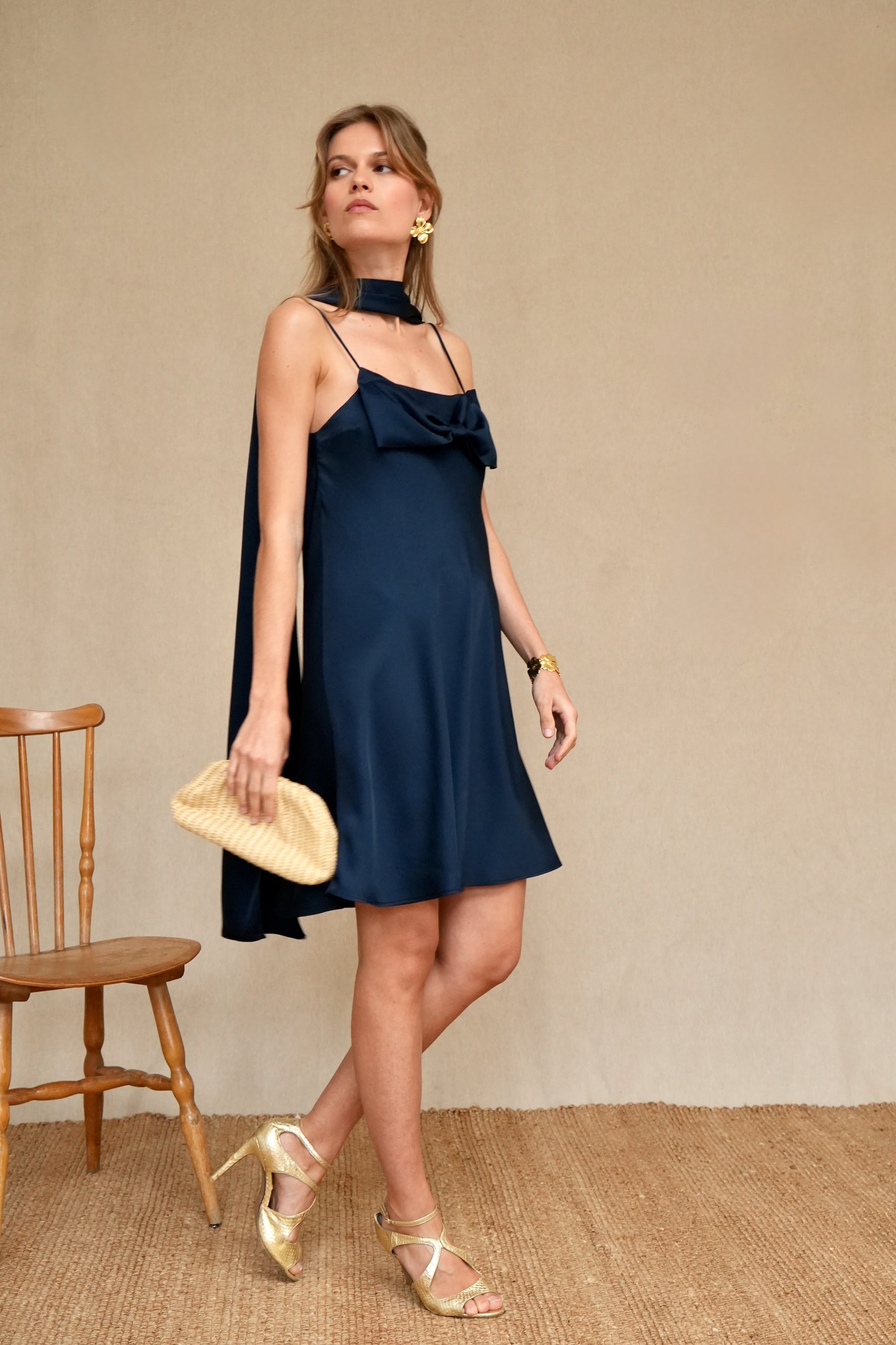 Robe Alexandra satin marine