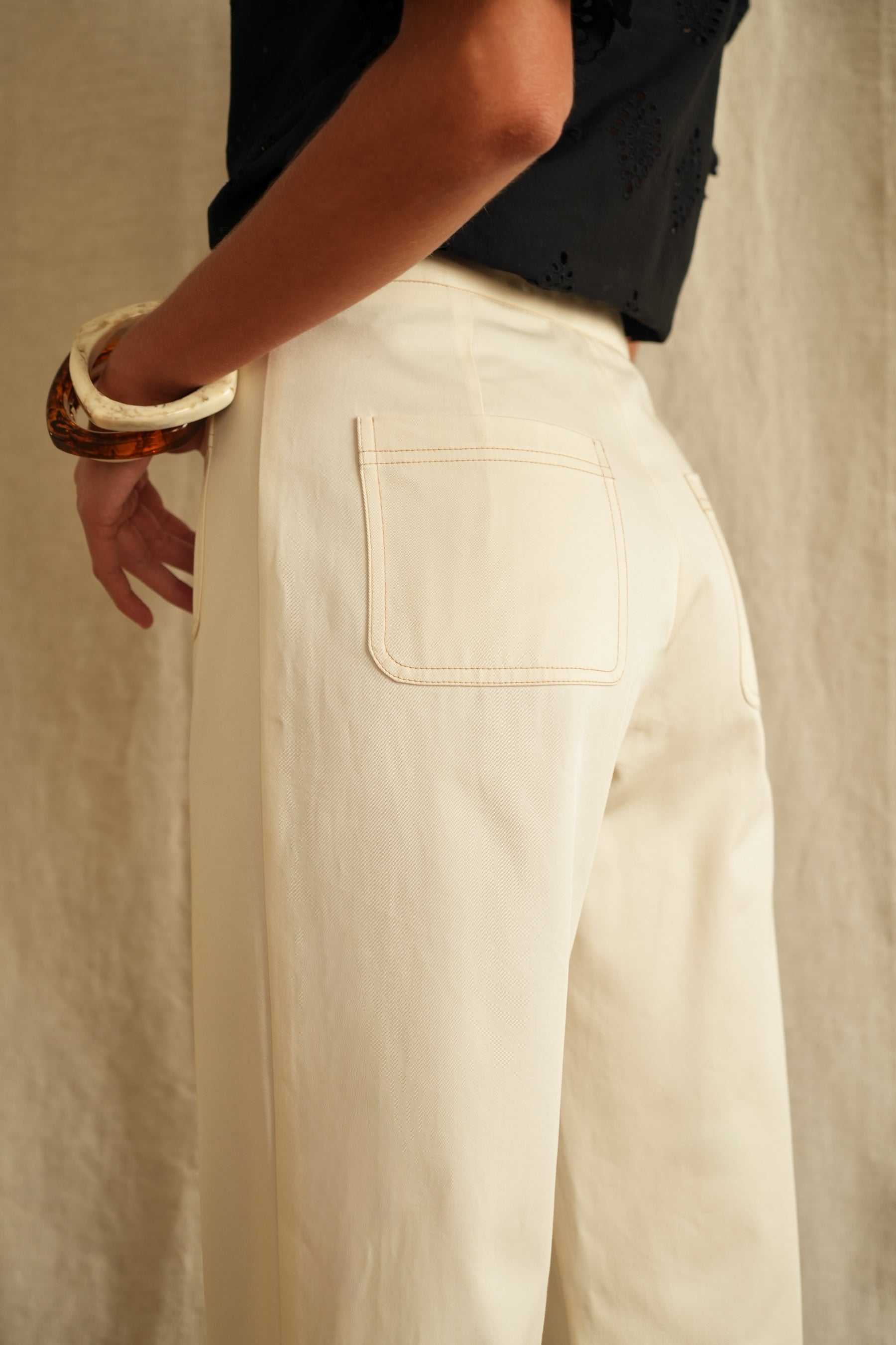 Pantalon Paimpol gabardine écrue
