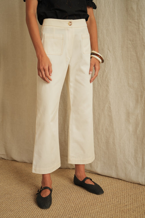 Pantalon Paimpol gabardine écrue