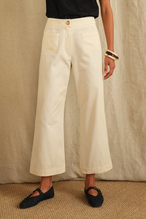 Pantalon Paimpol gabardine écrue