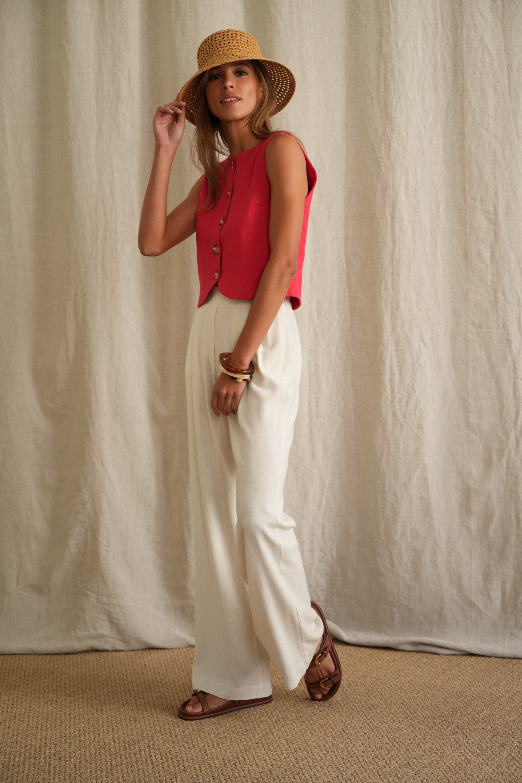 Pantalon Figari lin naturel