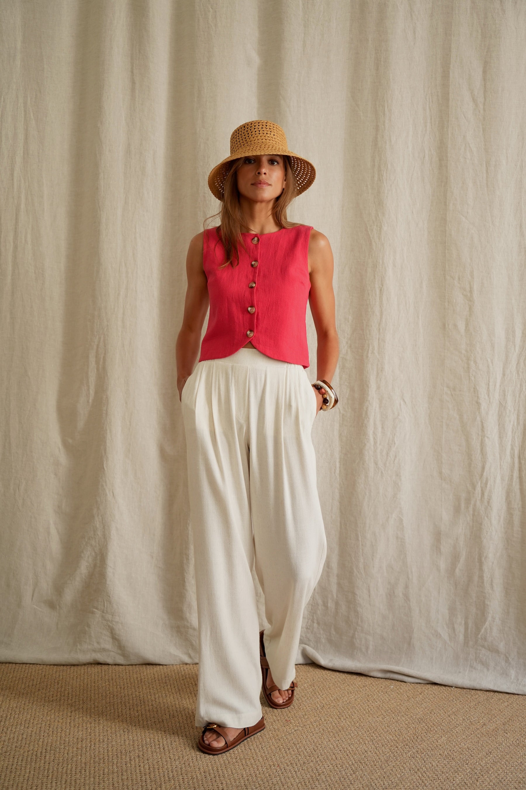 Pantalon Figari lin naturel