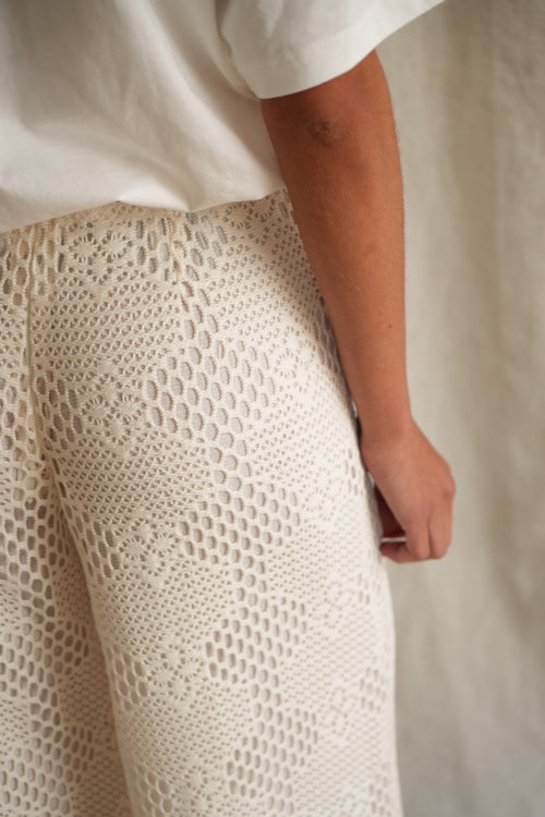 Pantalon Charlie macramé écru