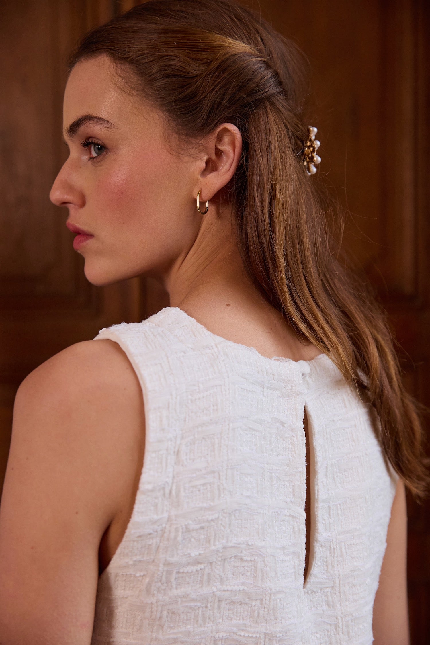 Pretty ecru tweed dress